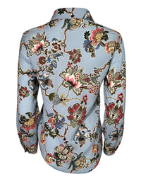 CAMICETTASNOB STRETCH SILK BLOUSE - LIGHT BLUE FLORAL