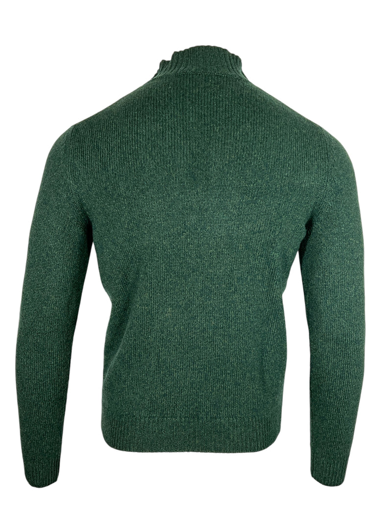 FEDELI CASHMERE TWIST 1/4 ZIP SWEATER - PINE