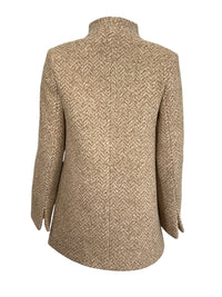 CINZIA ROCCA TWEED HERRINGBONE COAT - CREAM/CAMEL