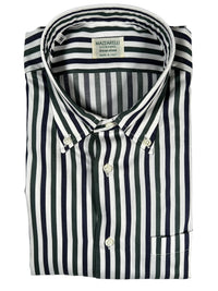 MAZZARELLI STRIPE SPORT SHIRT - NAVY/OLIVE