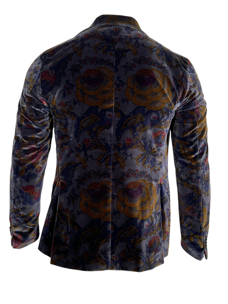 SARTORIA PARTENOPEA SPORT COAT - FLORAL PRINT NAVY VELVET