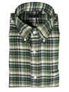 FINAMORE 1925 BRUSHED FLANNEL SHIRT - GREEN PLAID