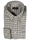 BUTTON DOWN SPORT SHIRT - GREY/TAUPE CHECK