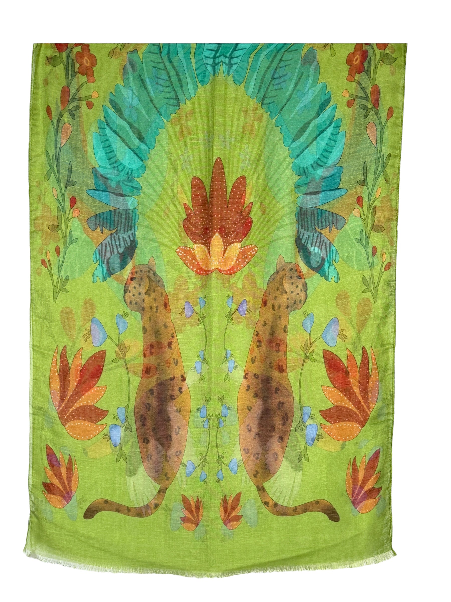 CALABRESE 1924 LINEN & SILK SCARF - GREEN JUNGLE