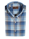 BUTTON DOWN SPORT SHIRT - BLUE & TAN CHECK