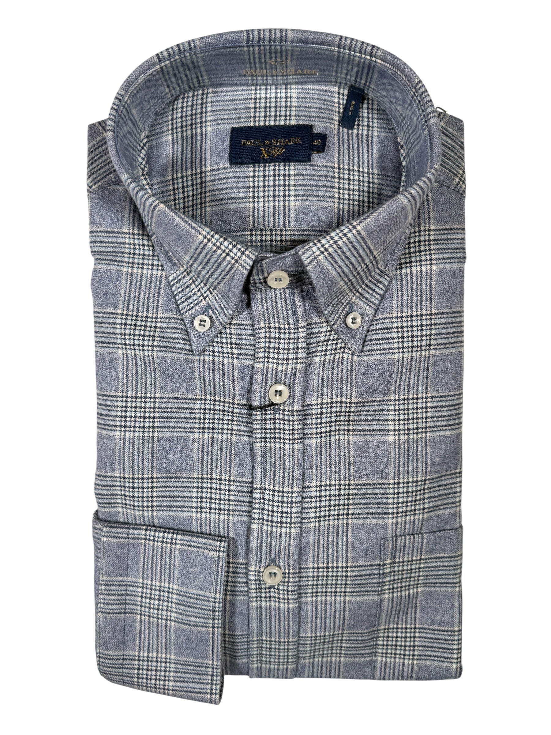 PAUL & SHARK MEN'S SHIRT - NAVY PLAID