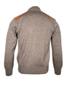 PAUL & SHARK COOL TOUCH WOOL 1/4 ZIP MEN'S SWEATER WITH CORD TRIM - BEIGE WITH BROWN