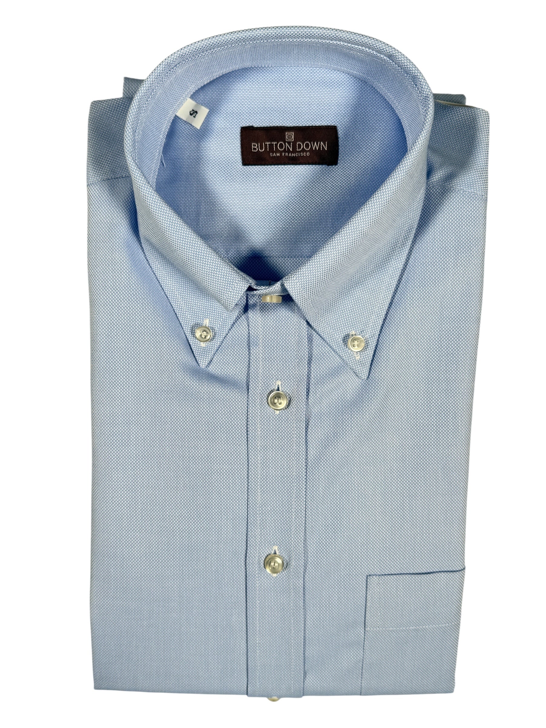 BUTTON DOWN SPORT SHIRT - SOLID MID BLUE PIQUE