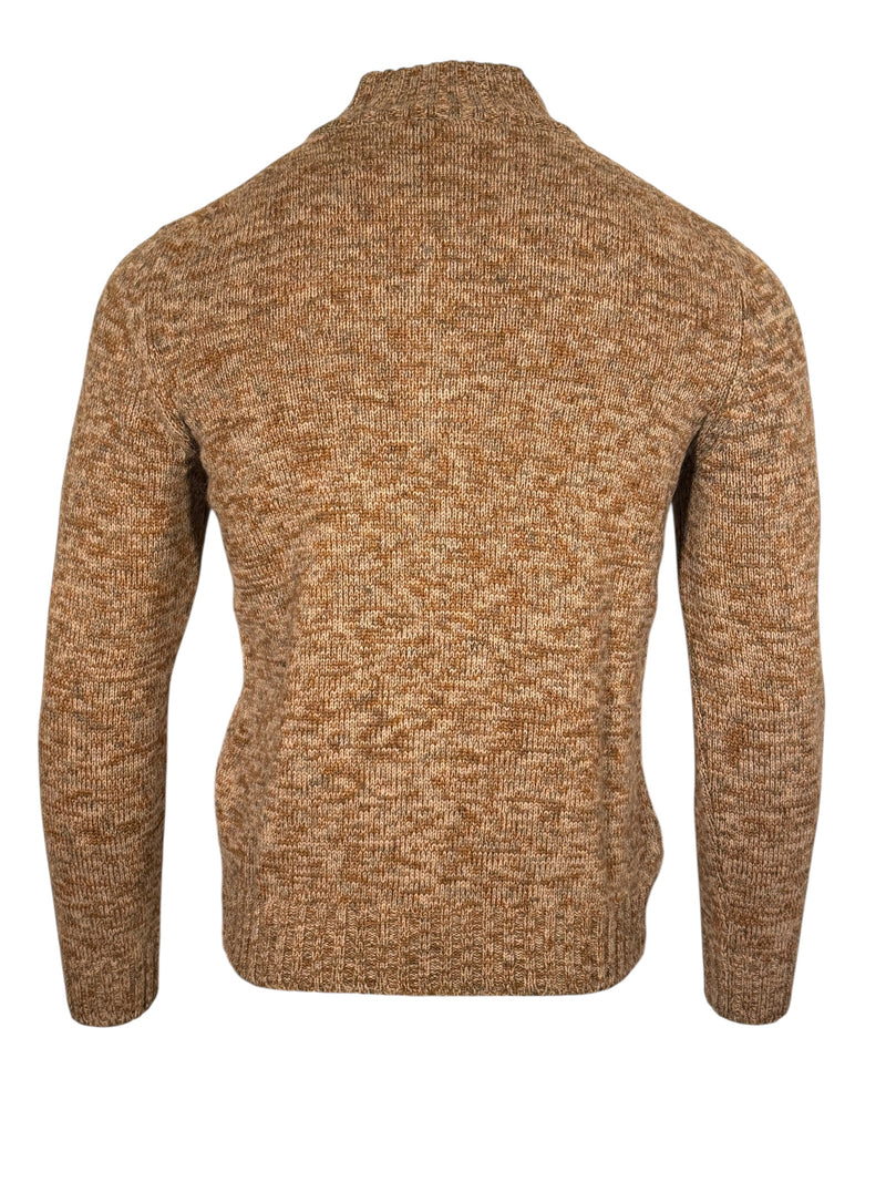 SETTEFILI CASHMERE - 4 PLY QUARTER ZIP MEN'S SWEATER - BROWN/GREY MIX