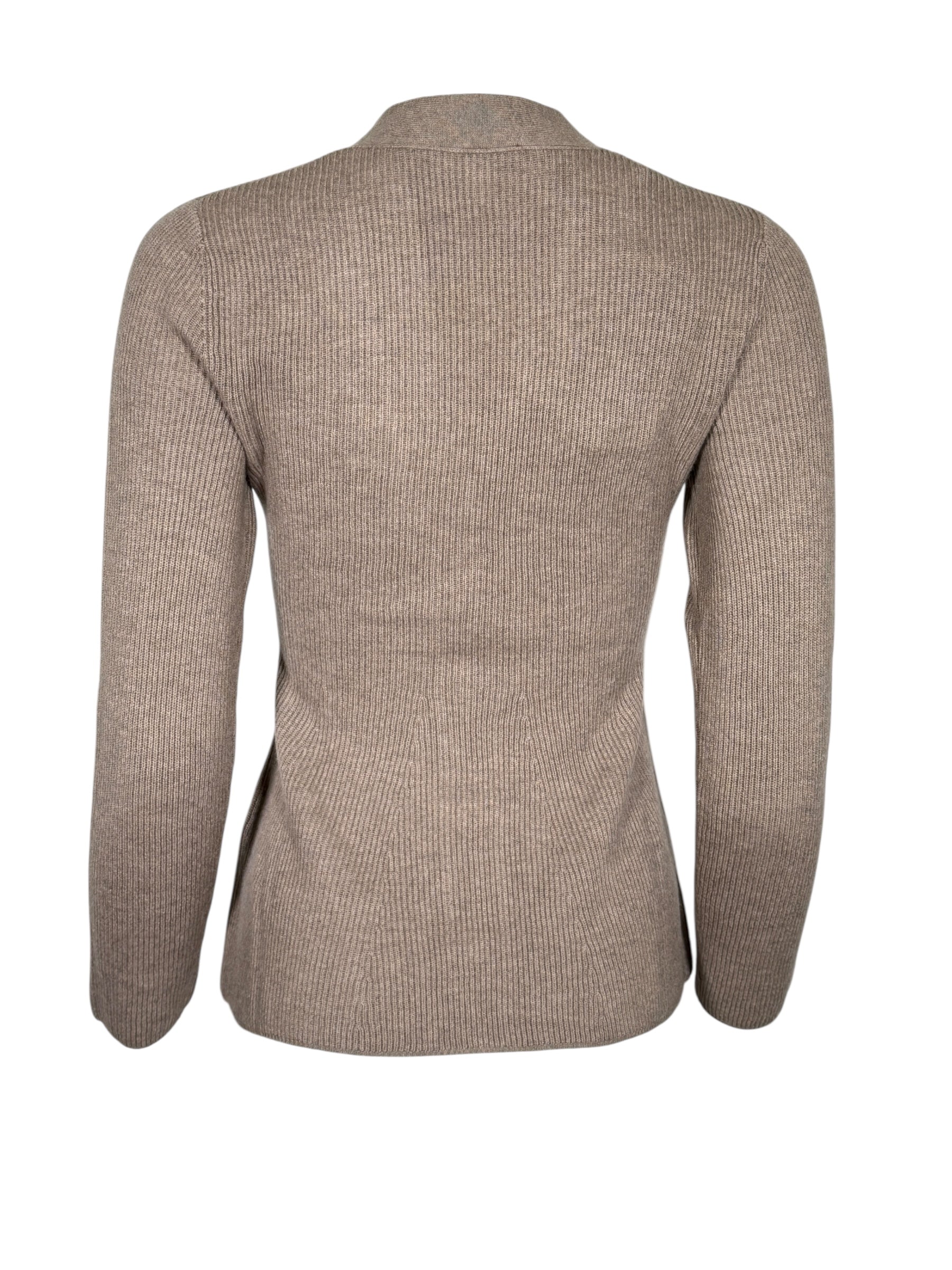 PUROTATTO WOOL/CASHMERE CABLE RIB CARDIGAN - NOCCIOLA