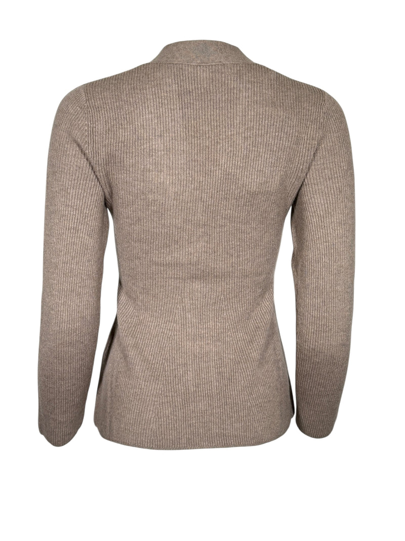 PUROTATTO WOOL/CASHMERE CABLE RIB CARDIGAN - NOCCIOLA