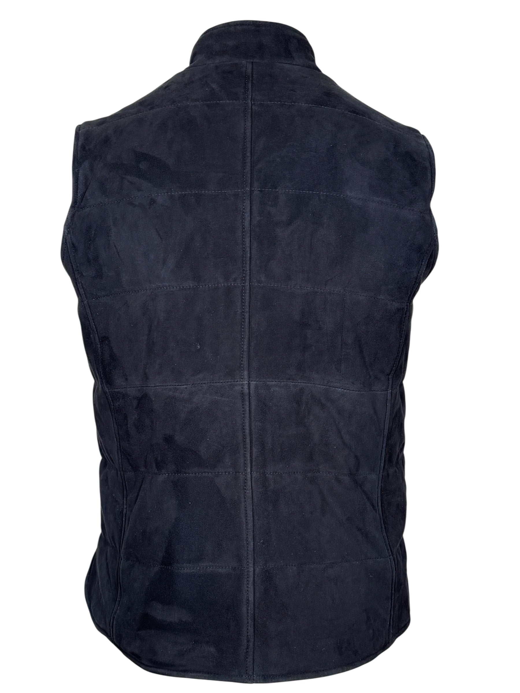 DEL VECCHIO MEN'S SUEDE & CASHMERE REVERSIBLE VEST - NAVY/GREY