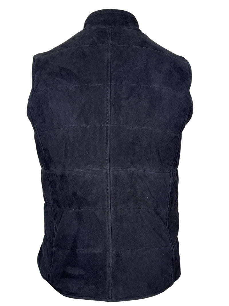 DEL VECCHIO MEN'S SUEDE & CASHMERE REVERSIBLE VEST - NAVY/GREY