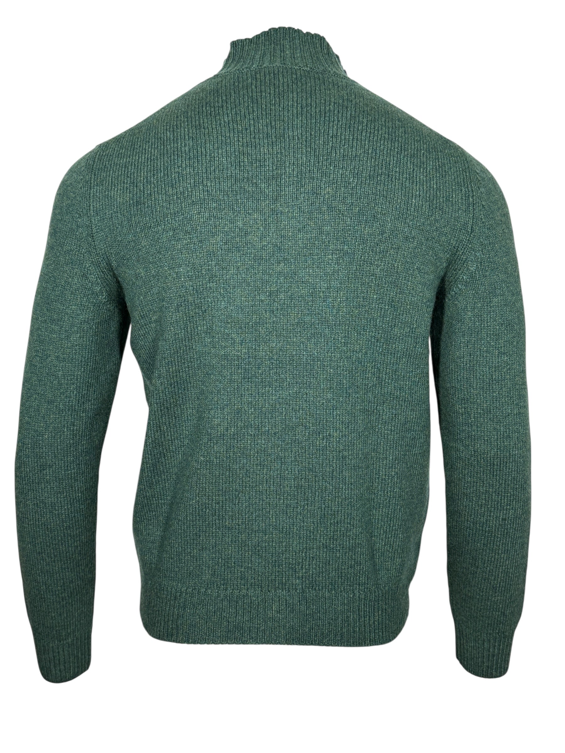 FEDELI CASHMERE TWIST 1/4 ZIP SWEATER - BOTTLE GREEN