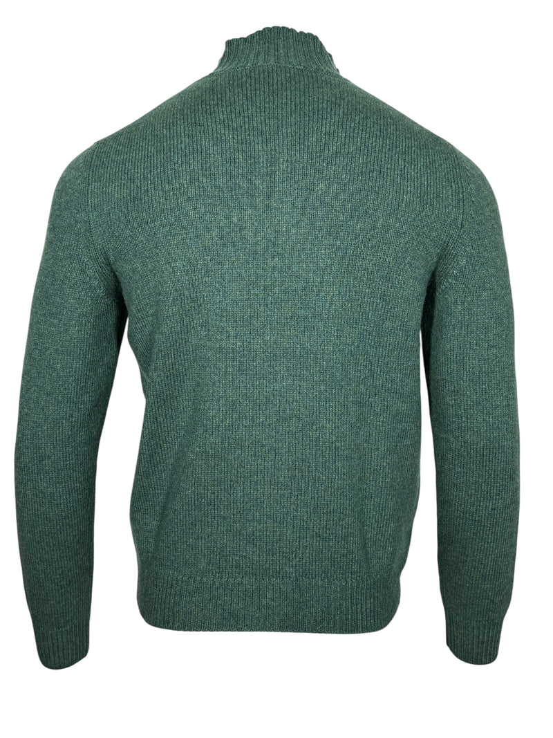 FEDELI CASHMERE TWIST 1/4 ZIP SWEATER - BOTTLE GREEN