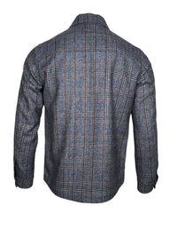 MAURIZIO BALDASSARI CLASSIC WOOL OVERSHIRT JACKET - BLUE NAVY PLAID