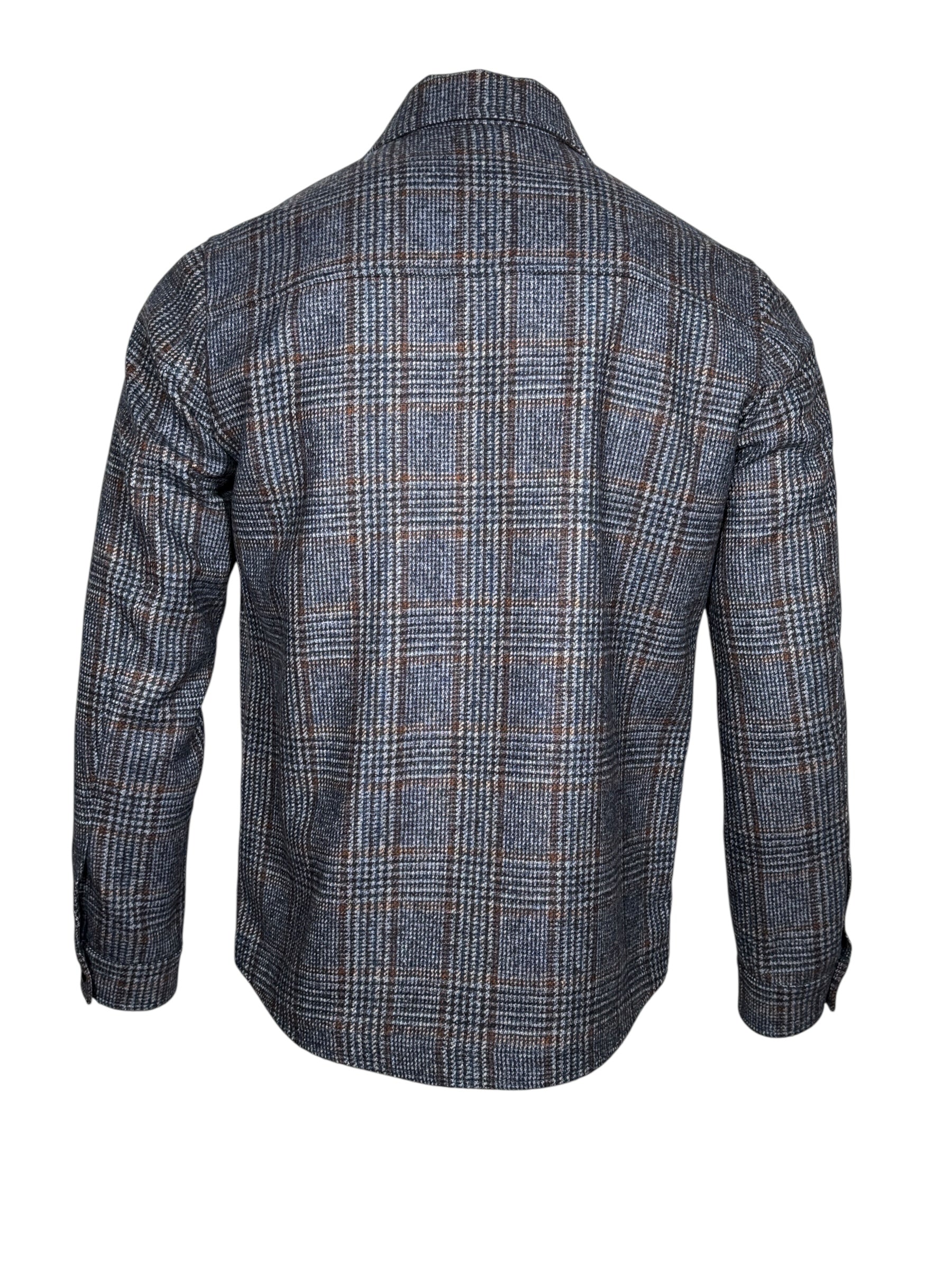 MAURIZIO BALDASSARI CLASSIC WOOL OVERSHIRT JACKET - BLUE NAVY PLAID