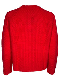 ROSSO 35 BASKET STITCH CREW SWEATER - CHERRY