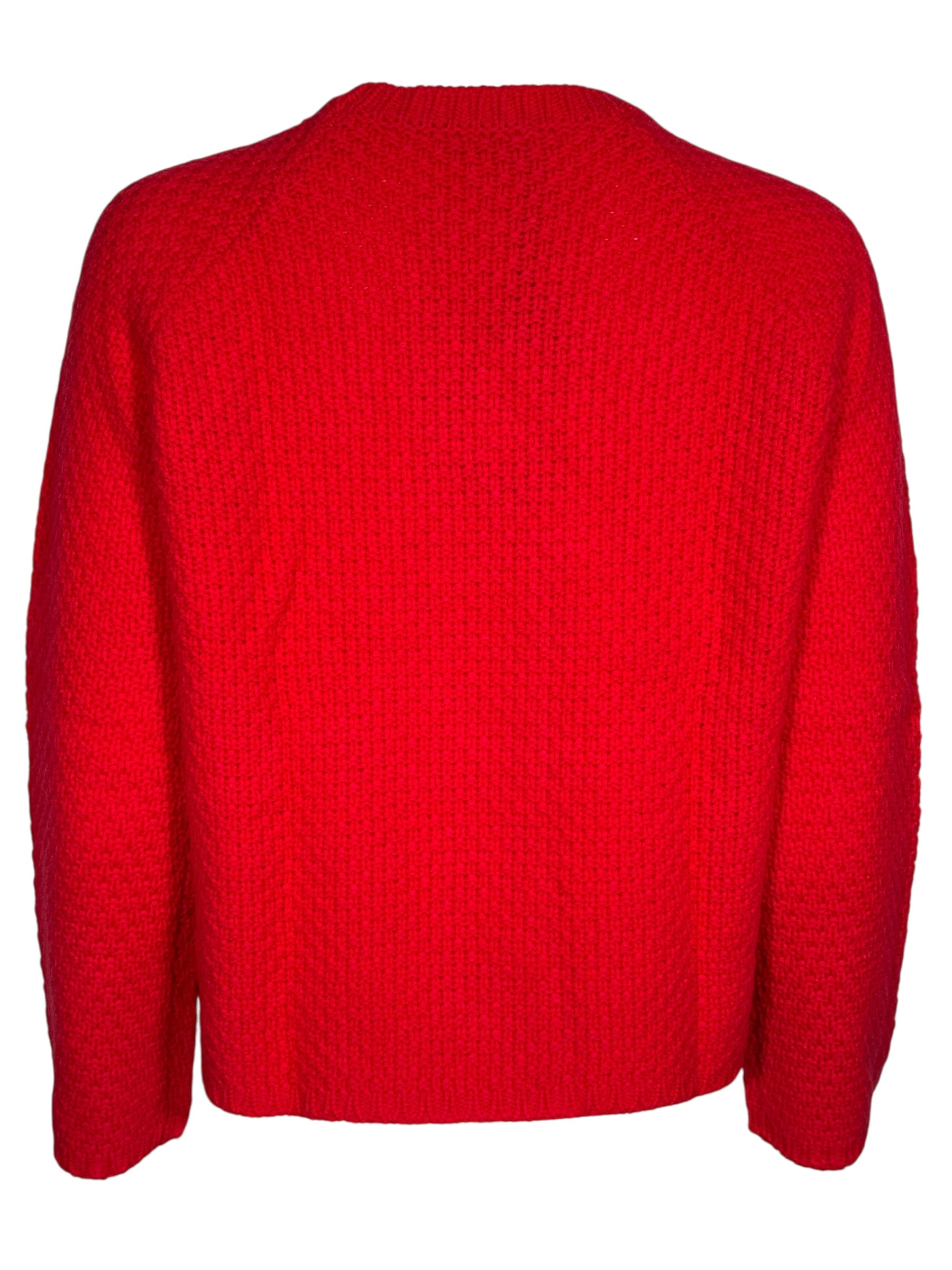 ROSSO 35 BASKET STITCH CREW SWEATER - CHERRY