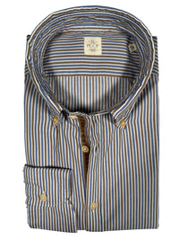 GMF 965 MEN'S SPORT SHIRT - TAN/DENIM STRIPE