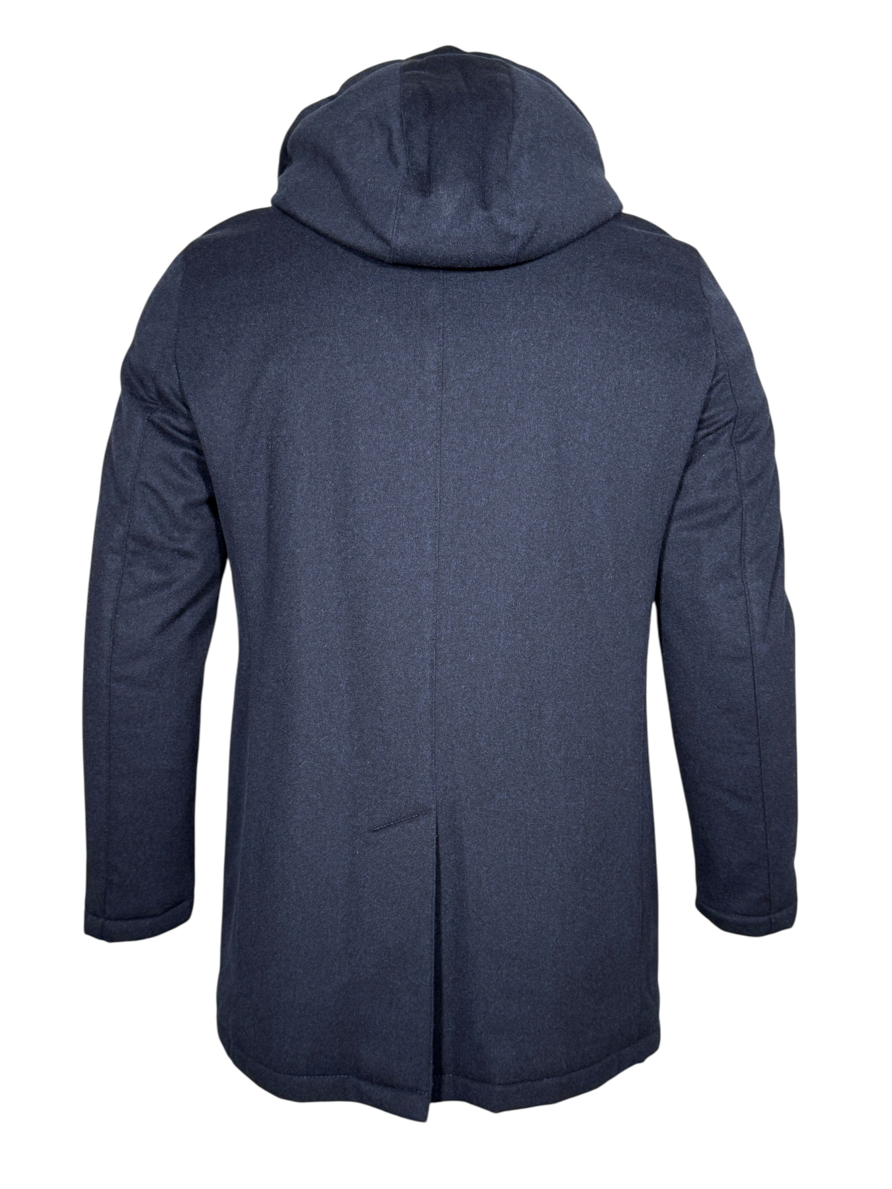 FRADI LORO PIANA STORM SYSTEM CITY COAT WITH REMOVABLE HOOD - NAVY