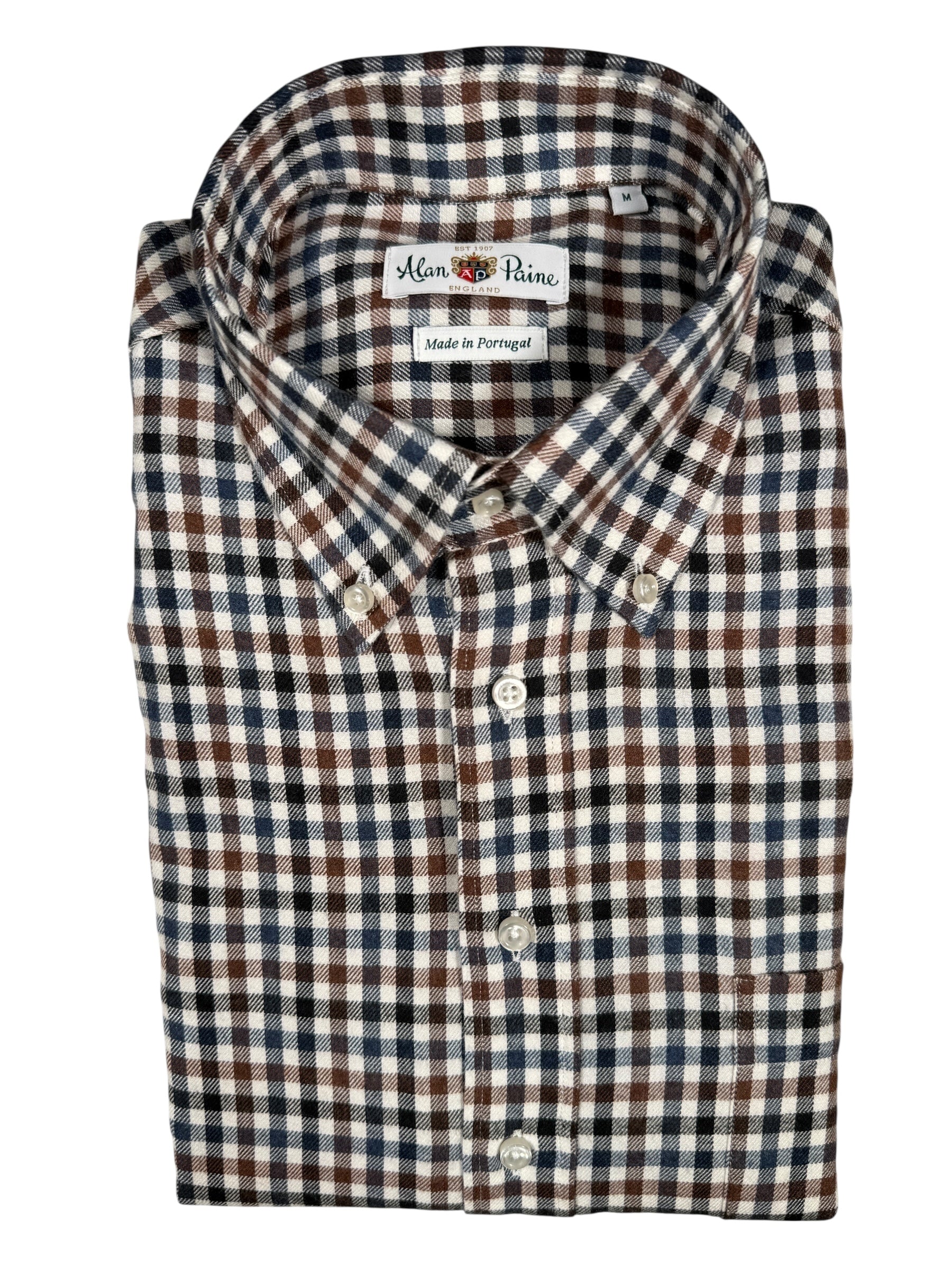 ALAN PAINE CLASSIC FIT SHIRT - CHOCOLATE/NAVY CHECK