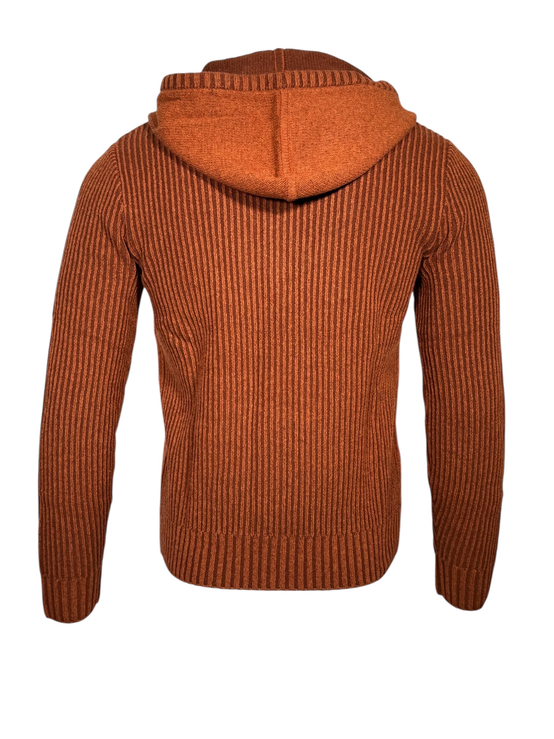 LEFT COAST TEE CABLE ZIP HOODED SWEATER - RUST COMBO