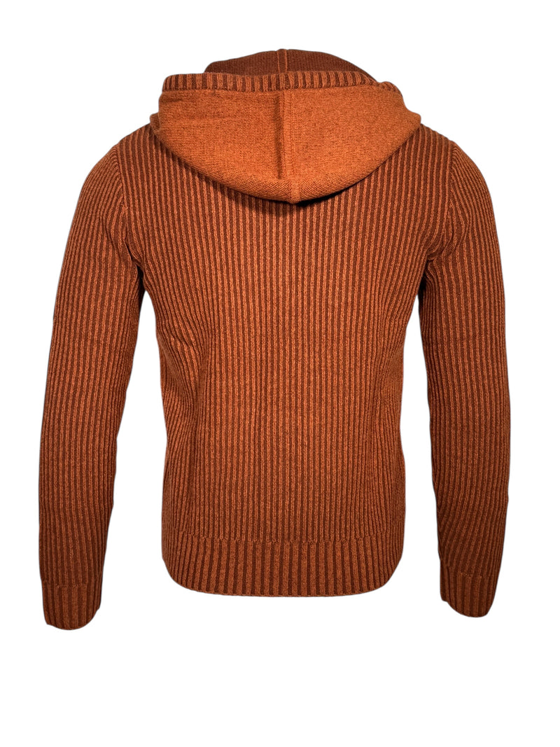 LEFT COAST TEE CABLE ZIP HOODED SWEATER - RUST COMBO