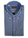 BUTTON DOWN SPORT SHIRT - NAVY/BLUE STRIPE