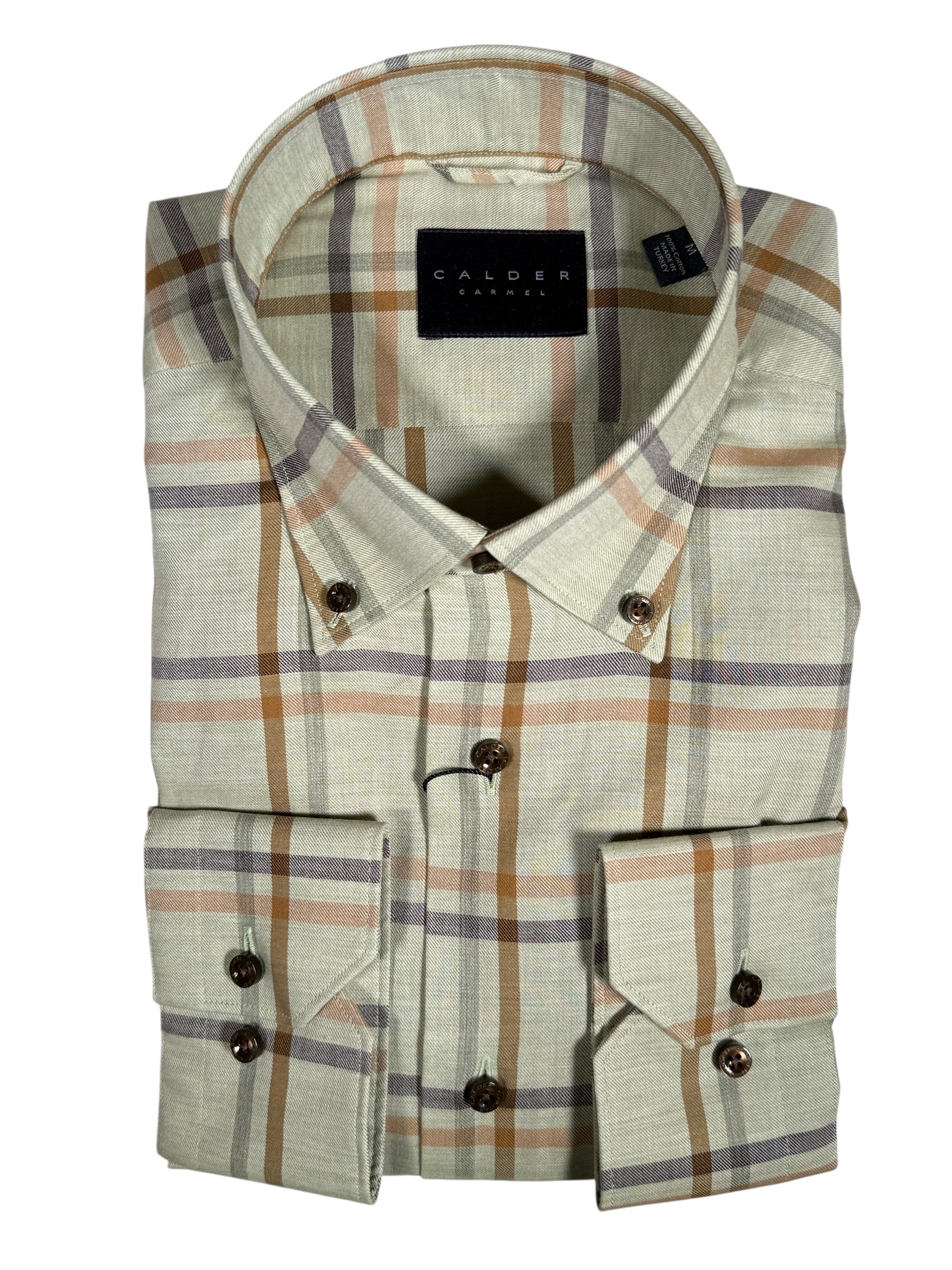 CALDER CARMEL MEN'S SHIRT - LIGHT OLIVE EXPLODED WINDOWPANE