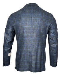 OARS & OLD IVY WOOL/SILK/CASHMERE SPORT COAT - NAVY/OLIVE CHECK