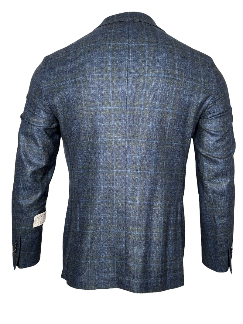 OARS & OLD IVY WOOL/SILK/CASHMERE SPORT COAT - NAVY/OLIVE CHECK
