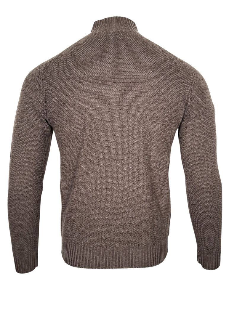 FLY3 REVERSIBLE 1/4 ZIP SWEATER - BROWN