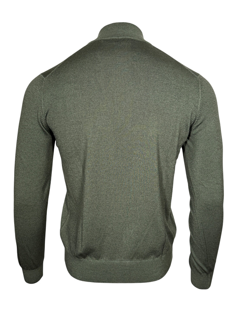BUTTON DOWN VINTAGE 1/4 ZIP SWEATER - OLIVE