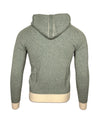 FRADI HONEYCOMB STITCH FULL ZIP SWEATER - MILK/GREEN