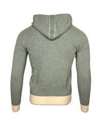 FRADI HONEYCOMB STITCH FULL ZIP SWEATER - MILK/GREEN