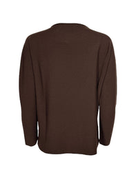 HUBERT GASSER MERINO ROUND NECK SWEATER - DARK BROWN