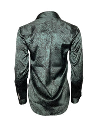 AMINA RUBINACCI ANIMAL PRINT SILK BLOUSE - MALACHITE