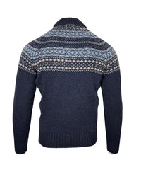ALAN PAINE HOLMSTON 1/4 ZIP FAIRISLE SWEATER - VINTAGE HEATHER