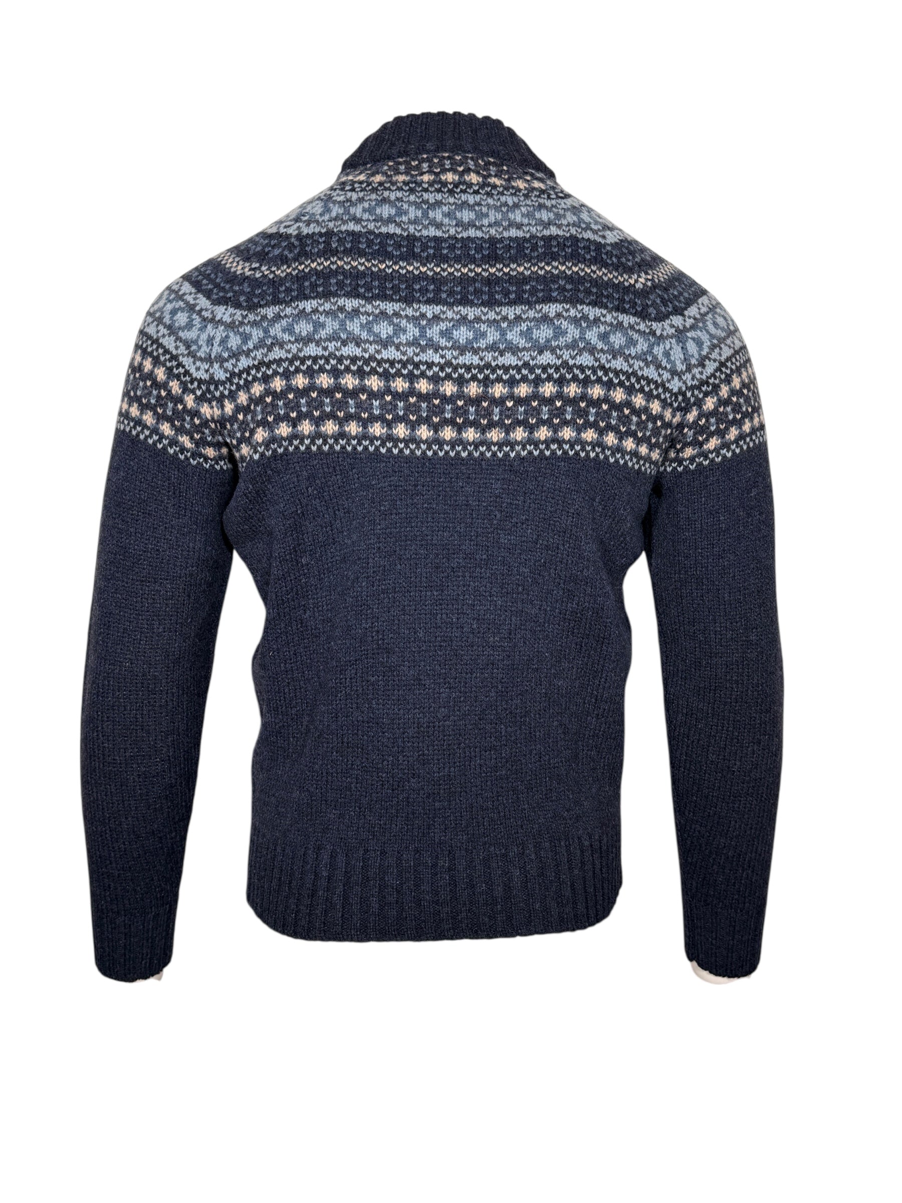 ALAN PAINE HOLMSTON 1/4 ZIP FAIRISLE SWEATER - VINTAGE HEATHER