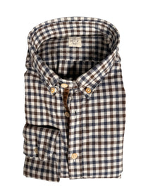 GMF 965 MEN'S SPORT SHIRT - NAVY/BROWN MID CHECK