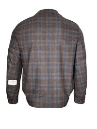 OARS & OLD IVY COLUMBO CASHMERE JACKET - BROWN/BLUE CHECK