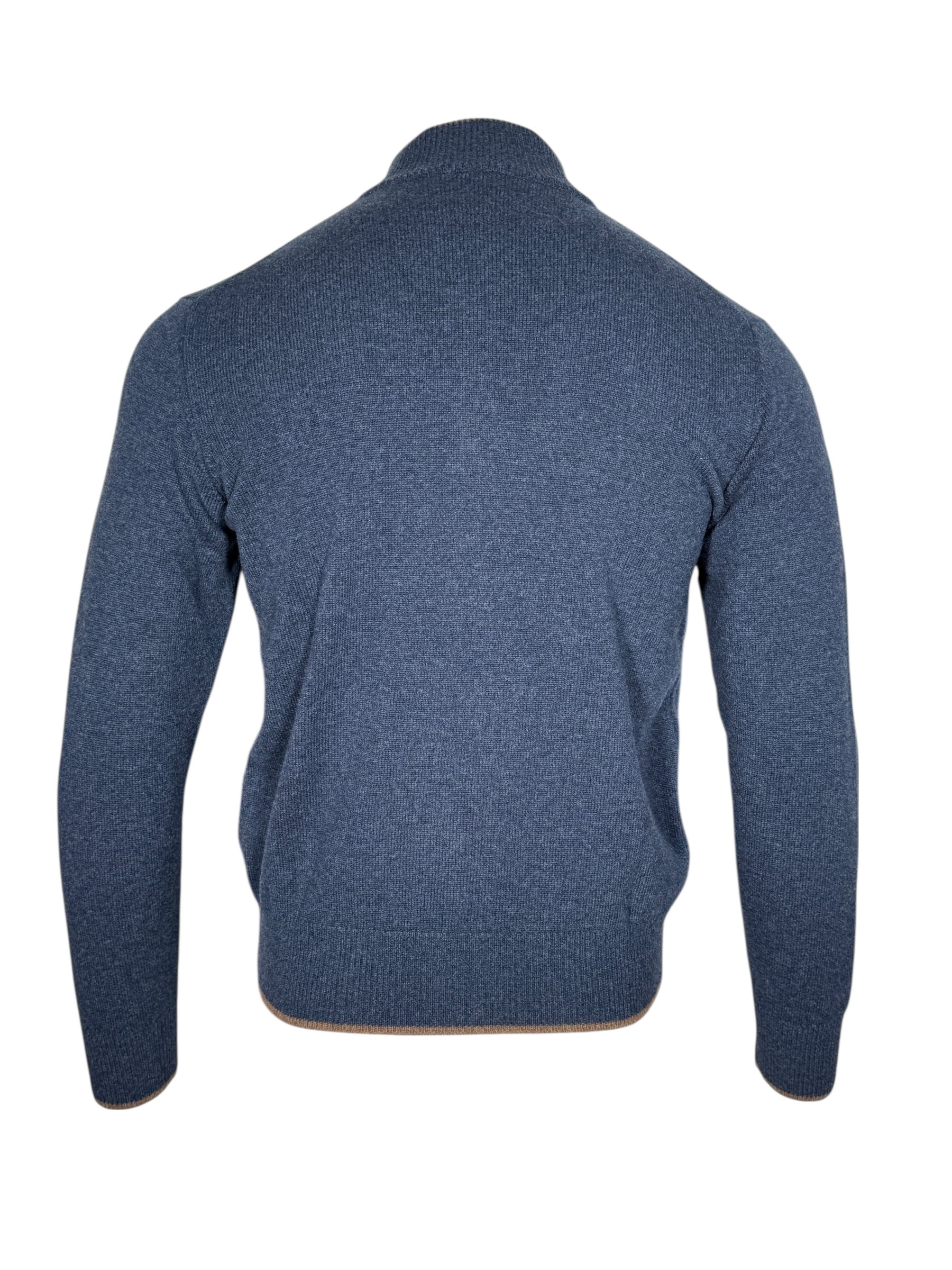 ADESI CASHMERE MEN'S TIPPED FULL ZIP SWEATER - MARE/FOAL