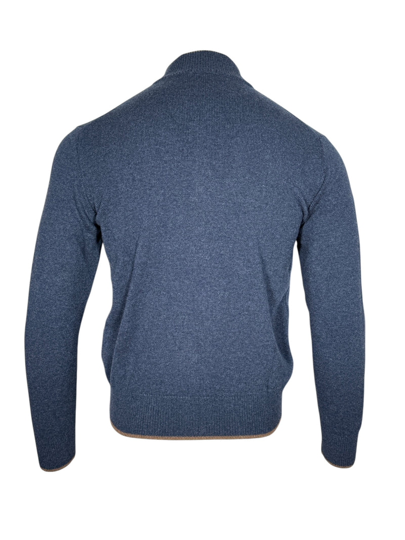 ADESI CASHMERE MEN'S TIPPED FULL ZIP SWEATER - MARE/FOAL