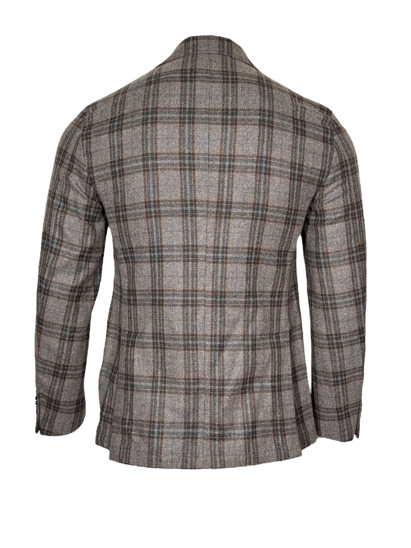 SARTORIA PARTENOPEA SPORT COAT - GREY/BLUE/BROWN CHECK PLAID