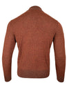 PERU UNLIMITED 1/4 ZIP SWEATER WITH LEATHER TRIM - RUST