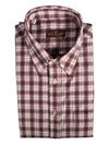 BUTTON DOWN SPORT SHIRT - RASPBERRY/GREY PLAID
