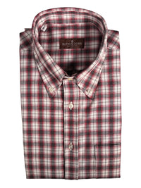 BUTTON DOWN SPORT SHIRT - RASPBERRY/GREY PLAID