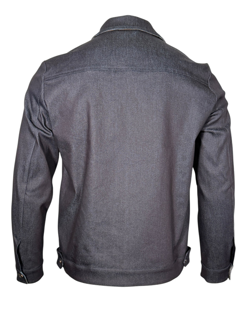 MANTO DENIM JACKET WITH LOTUS PRINT - BLUE