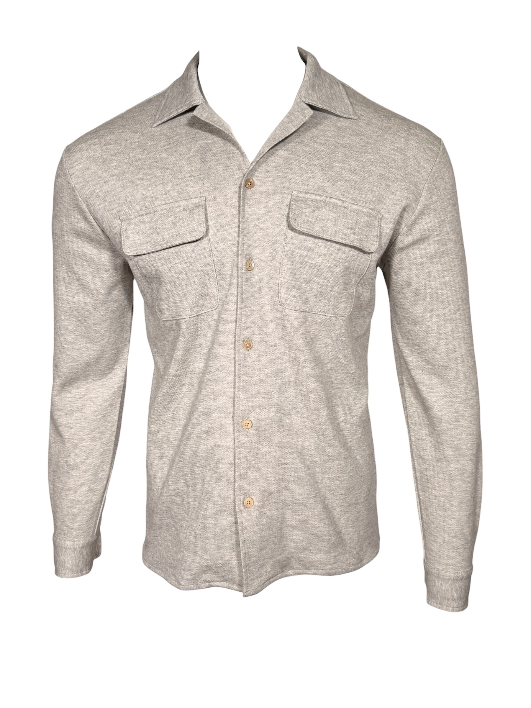 ELEVENTY MEN'S COTTON JERSEY OVERSHIRT - MELANGE LIGHT GREY
